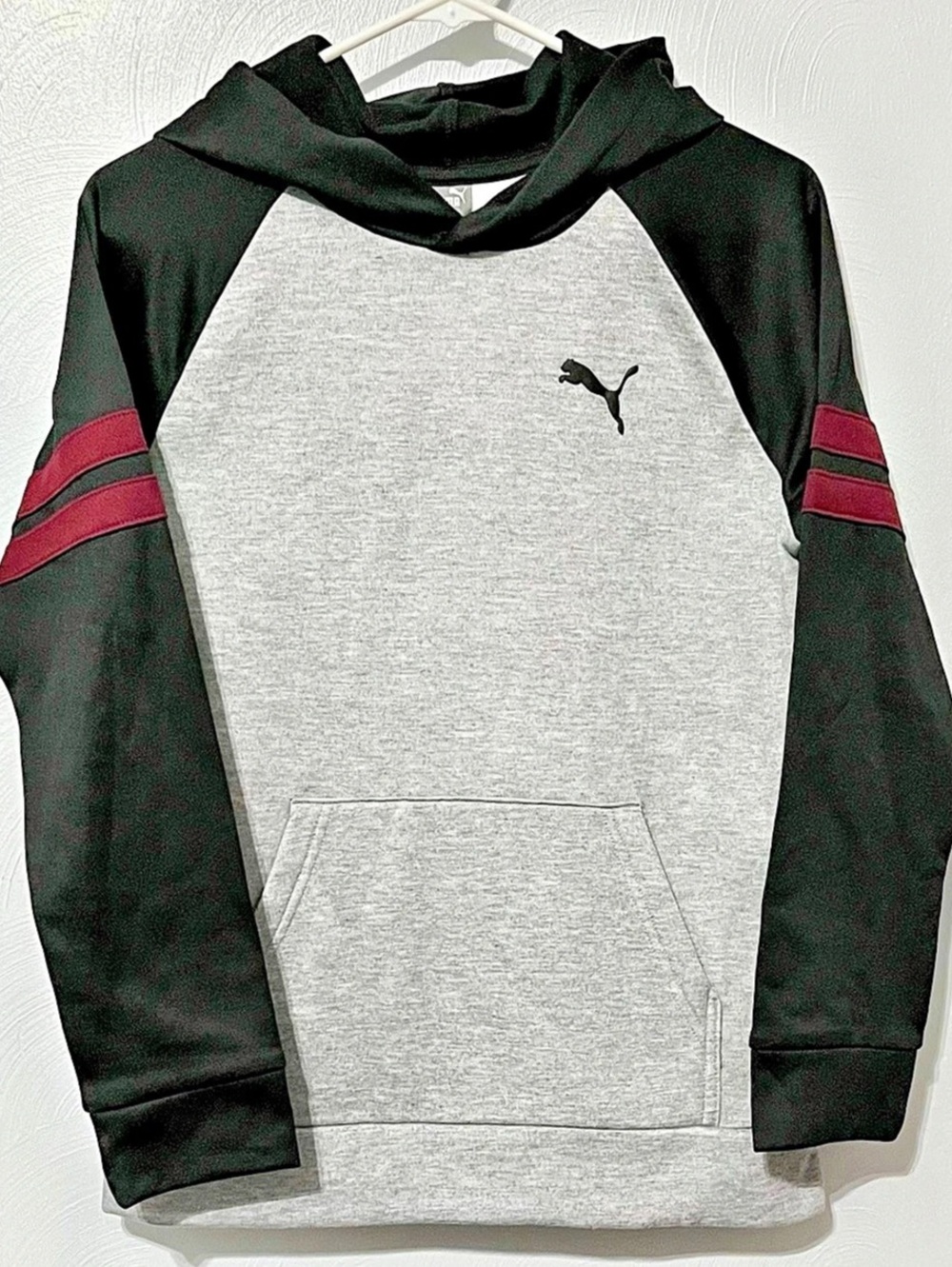 Puma Academy Pack Fleece Pullover Hoodie Boys 14-16 Gray & Black
